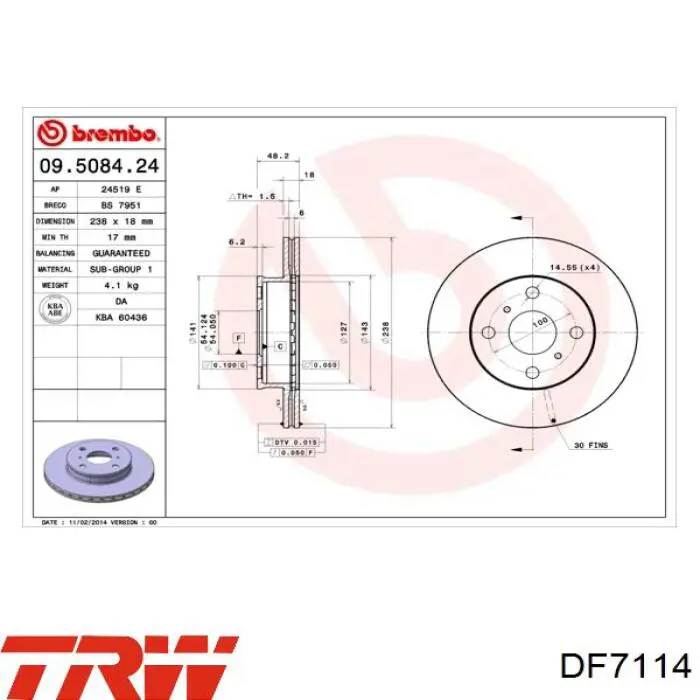 Купити DF7114 TRW Ротор гальмівний