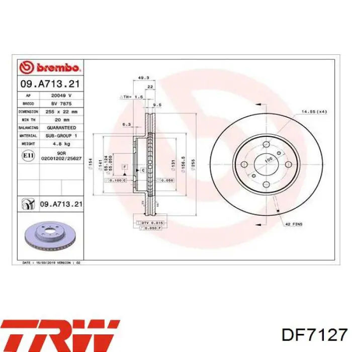 Купити DF7127 TRW Ротор гальмівний