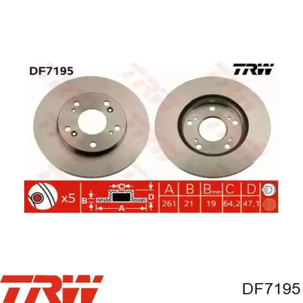 Диск гальмівний передній TRW DF7195