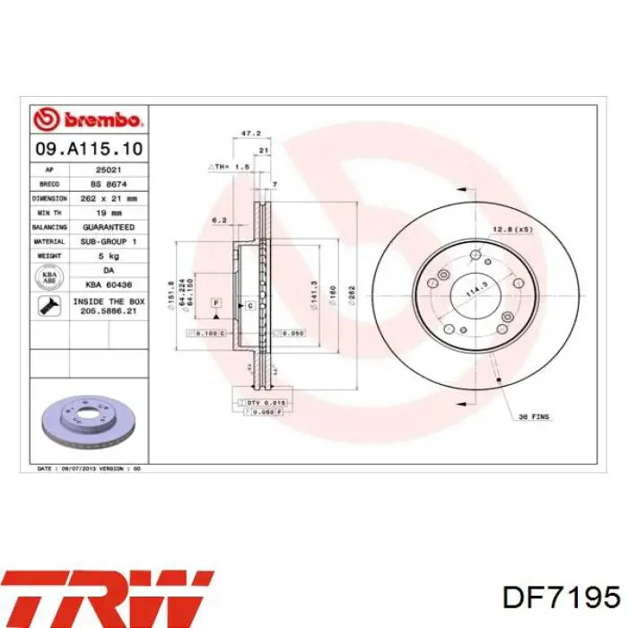 Купити DF7195 TRW Ротор гальмівний