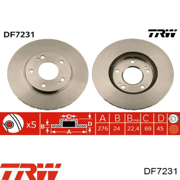 DF7231 TRW диск гальмівний передній