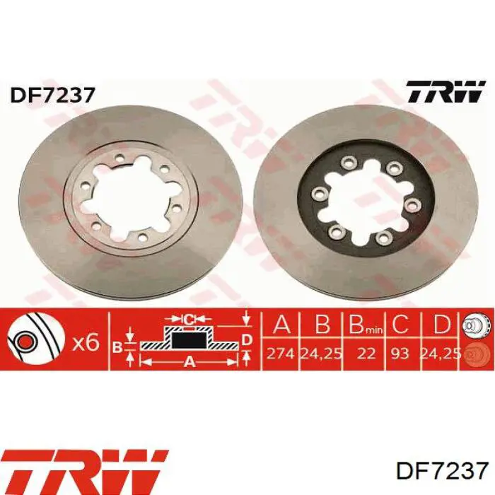 DF7237 TRW диск гальмівний передній