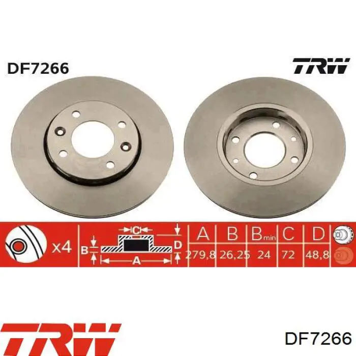 DF7266 TRW Гальмо дискове переднє