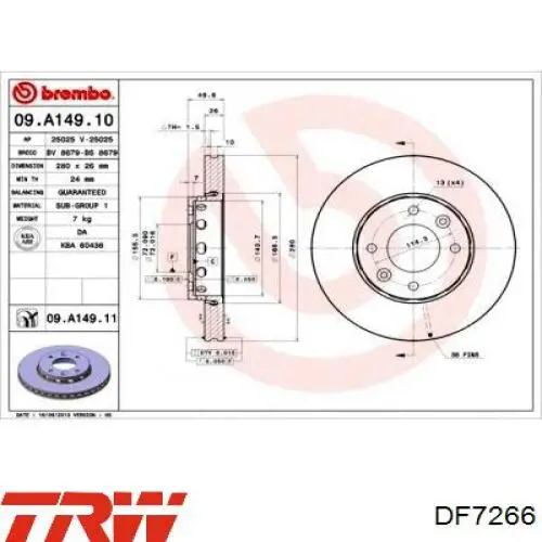 Диск переднього гальма TRW DF7266 ціна, від 41.48 USD