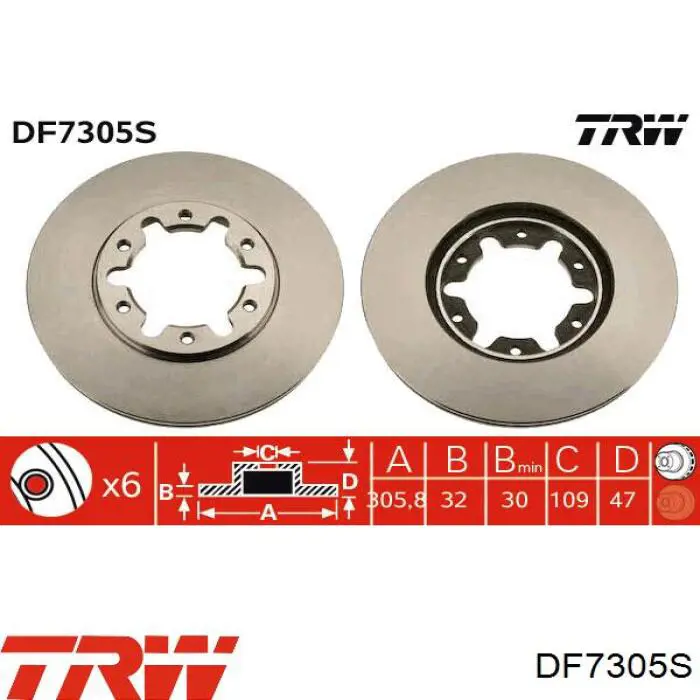 Диск переднього гальма TRW DF7305S ціна, від 54.56 USD