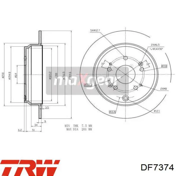 Задні дискові гальма TRW DF7374 ціна, від 36.37 USD