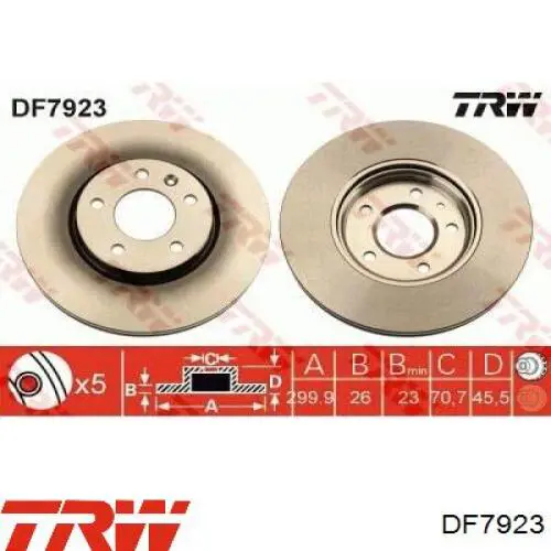 Диск гальмівний передній TRW DF7923