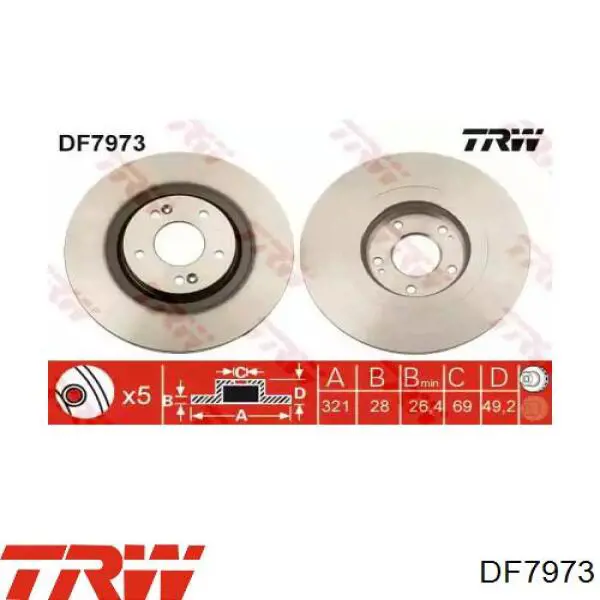 DF7973 TRW Гальмо дискове переднє