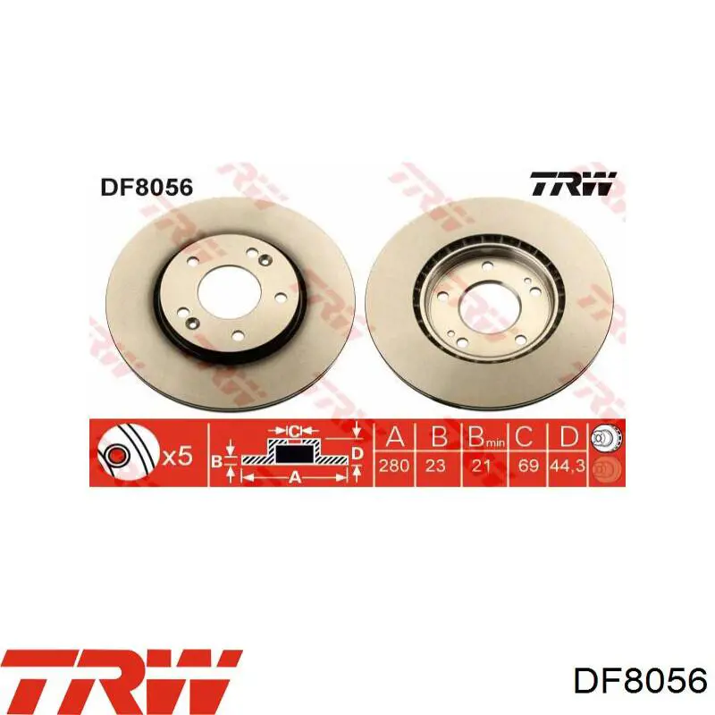 Диск гальмівний передній TRW DF8056