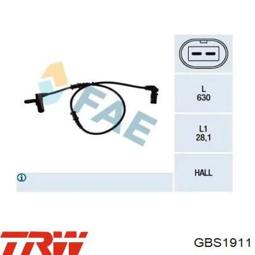 Датчик ABS передній TRW GBS1911 ціна, від 19.00 USD