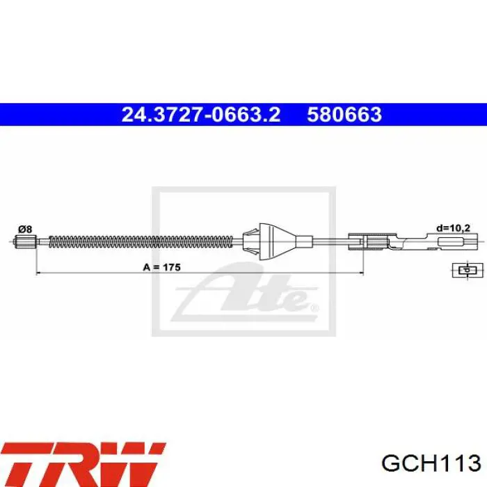 Трос ручного гальма задній, правий/лівий TRW GCH113 ціна, від 18.88 USD