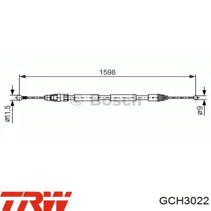 GCH3022 TRW Трос ручного гальма задній, правий