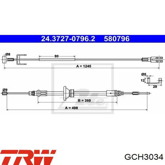 Купити GCH3034 TRW Трос ручного гальма передній
