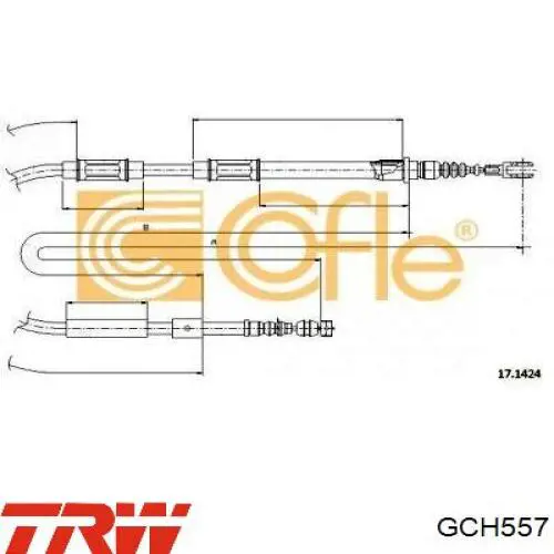Купити GCH557 TRW Трос ручного гальма задній, лівий
