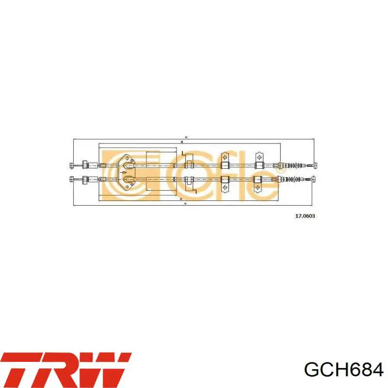 GCH684 TRW Трос ручного гальма задній, правий/лівий