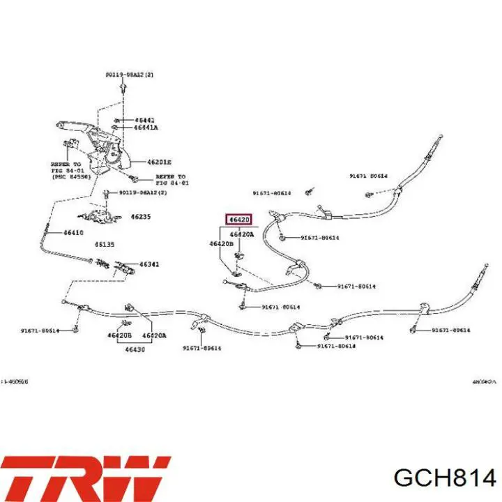 GCH814 TRW Трос ручного гальма задній, правий