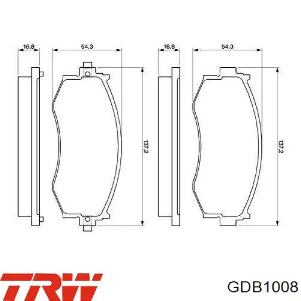 Купити GDB1008 TRW Колодки гальмівні передні, дискові