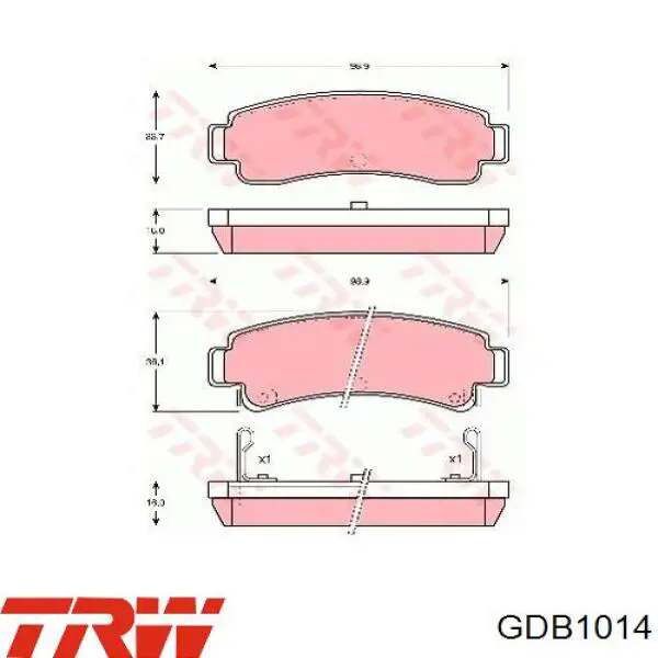 GDB1014 TRW колодки гальмові задні, дискові