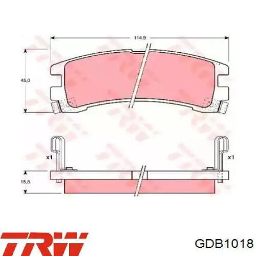 Задні гальмівні колодки TRW GDB1018 ціна, від 16.38 USD