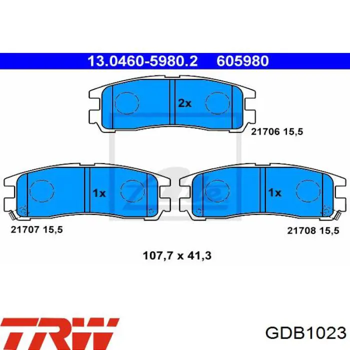 Купити GDB1023 TRW Задні колодки