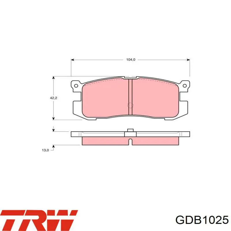 Колодки гальмові задні, дискові GDB1025 TRW