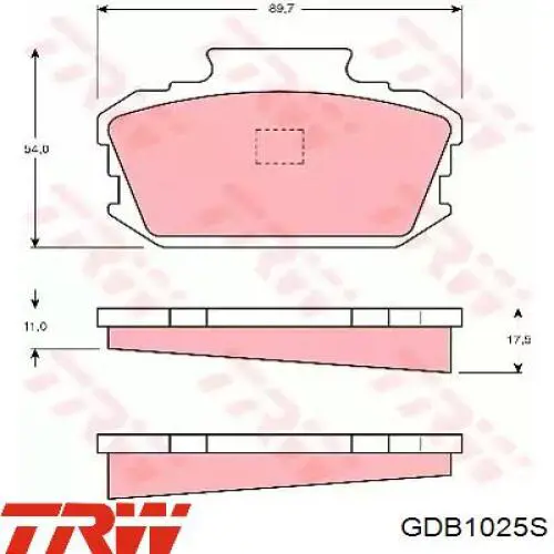 Задні гальмівні колодки GDB1025S TRW
