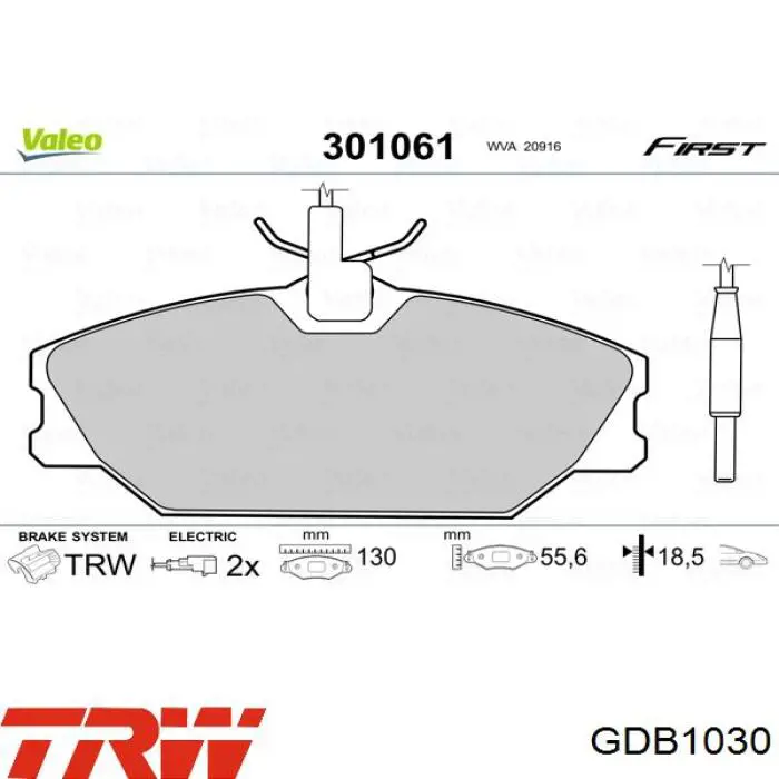 Гальмівні колодки TRW GDB1030 ціна, від 22.27 USD
