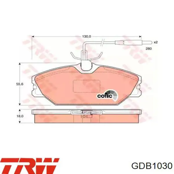 Передні тормозні колодки GDB1030 TRW