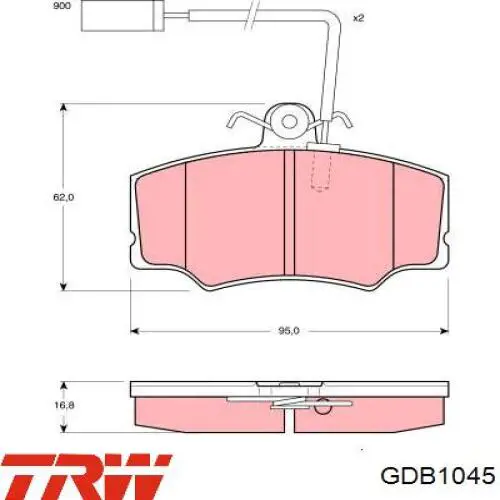 Купити GDB1045 TRW Колодки гальмівні передні, дискові