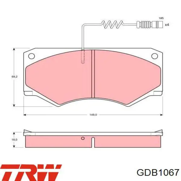 GDB1067 TRW колодки гальмівні передні, дискові