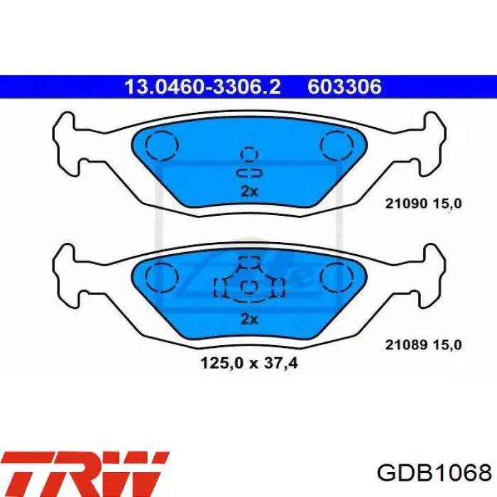 GDB1068 TRW Колодки гальмівні задні, дискові