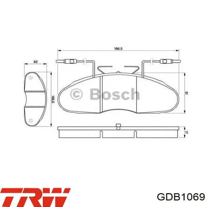 Передні тормозні колодки GDB1069 TRW