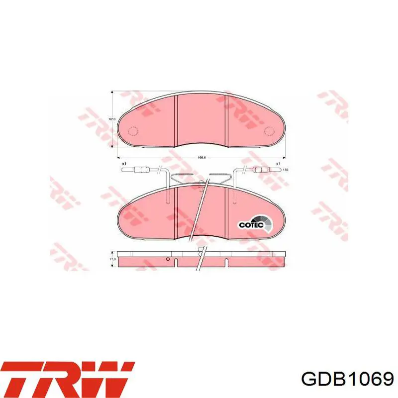 Гальмівні колодки TRW GDB1069 ціна, від 34.35 USD