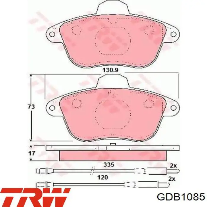 Колодки гальмівні передні, дискові GDB1085 TRW