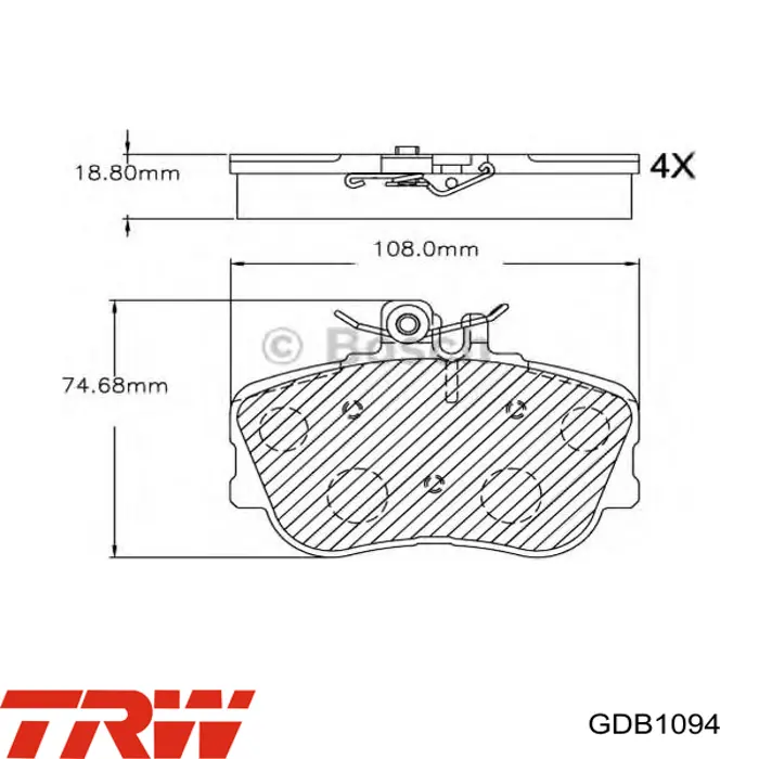Передні тормозні колодки GDB1094 TRW