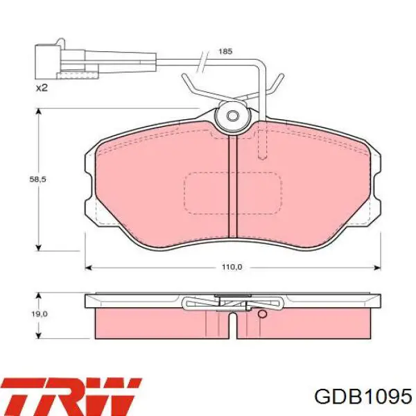 Колодки гальмівні передні, дискові GDB1095 TRW