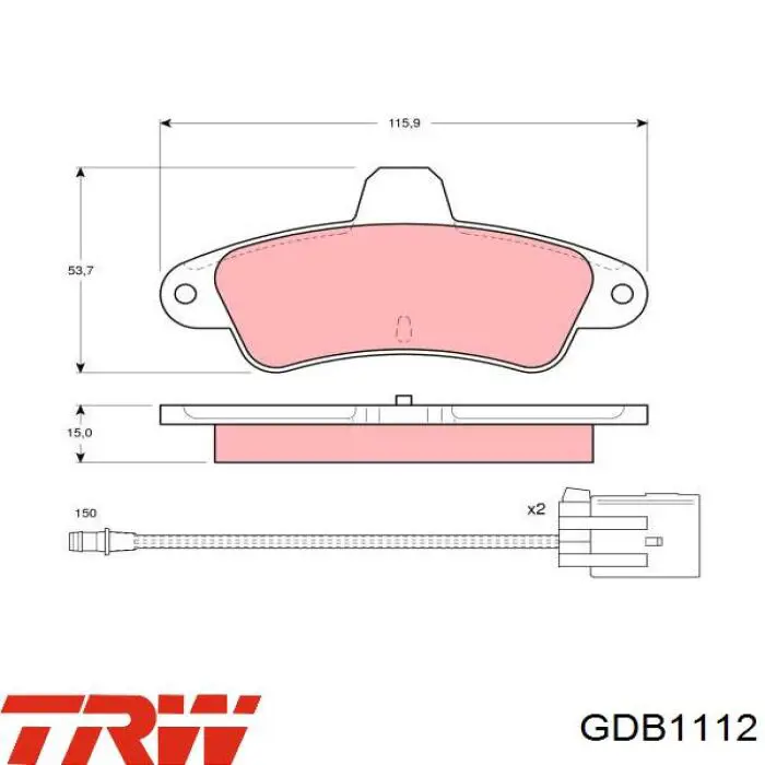 Колодки гальмові задні, дискові GDB1112 TRW