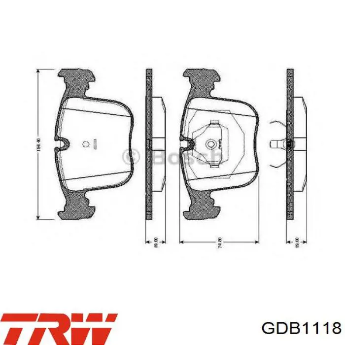 GDB1118 TRW колодки гальмівні передні, дискові