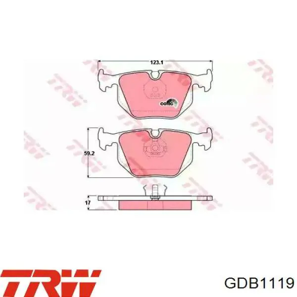 Колодки гальмові задні, дискові GDB1119 TRW