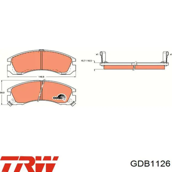 Купити GDB1126 TRW Колодки гальмівні передні, дискові