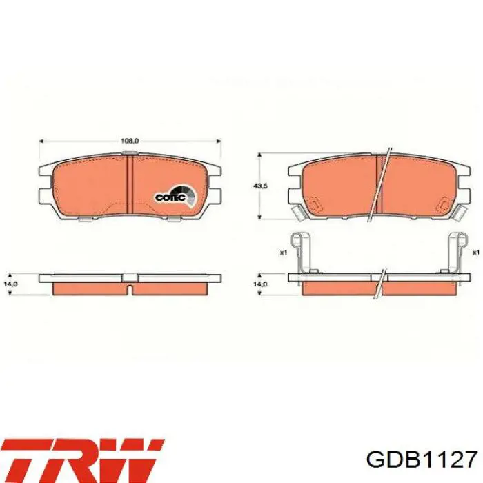Задні дискові колодки TRW GDB1127