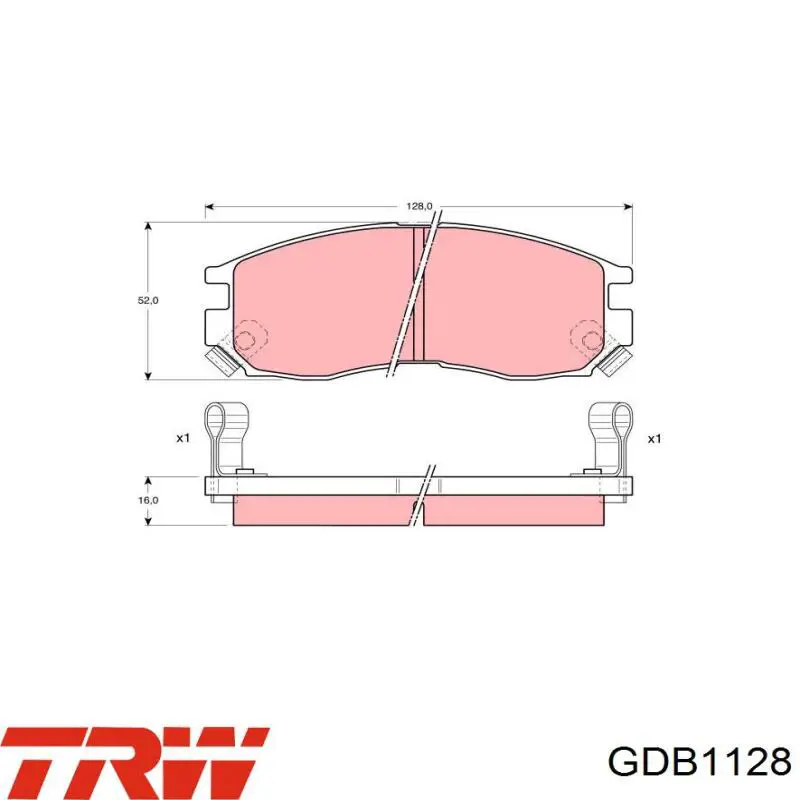 Купити GDB1128 TRW Колодки гальмівні передні, дискові