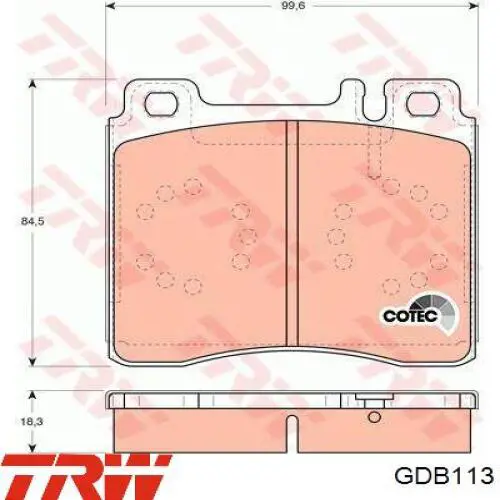 Передні тормозні колодки GDB113 TRW