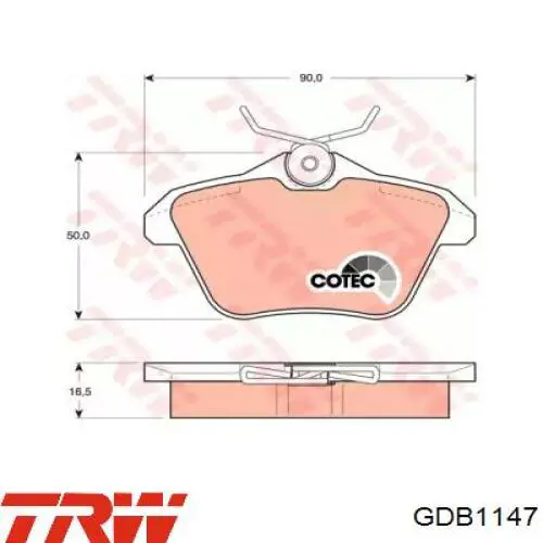 Колодки гальмові задні, дискові GDB1147 TRW