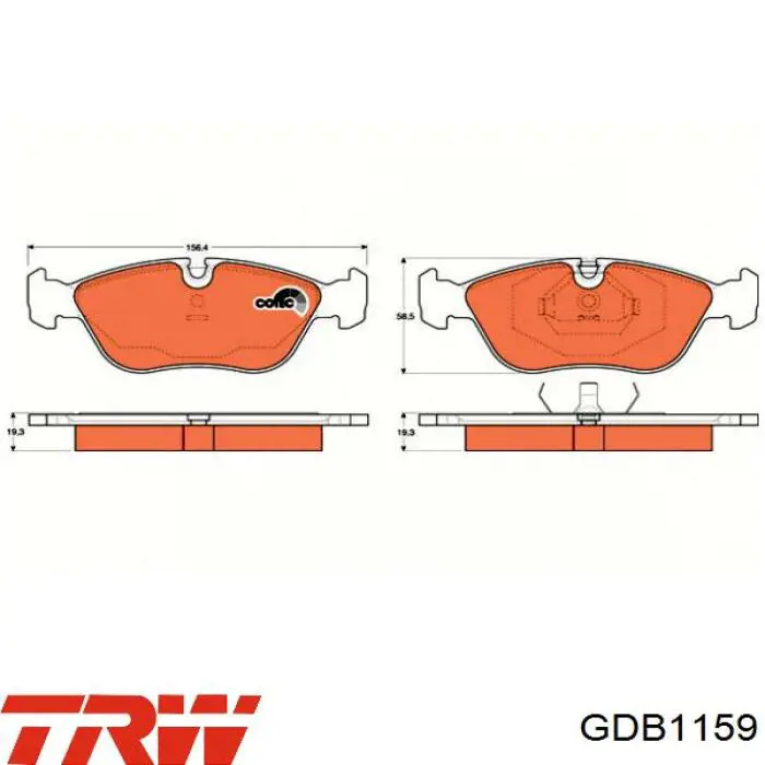 Купити GDB1159 TRW Колодки гальмівні передні, дискові