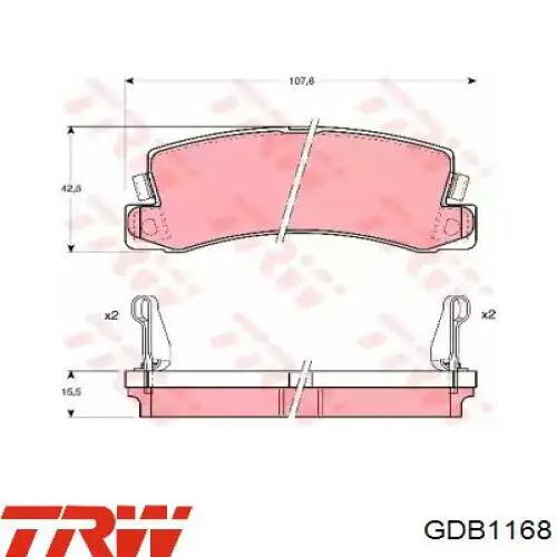 GDB1168 TRW колодки гальмові задні, дискові