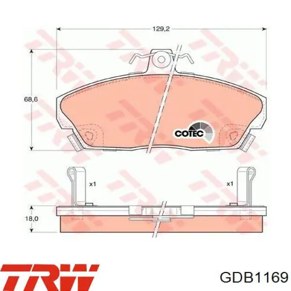 Задні гальмівні колодки TRW GDB1169 ціна, від 27.14 USD