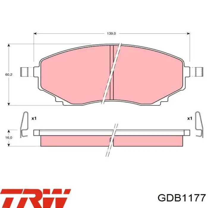 GDB1177 TRW колодки гальмівні передні, дискові
