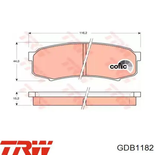 Задні гальмівні колодки TRW GDB1182 ціна, від 21.51 USD