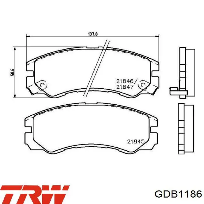 Гальмівні колодки TRW GDB1186 ціна, від 21.56 USD